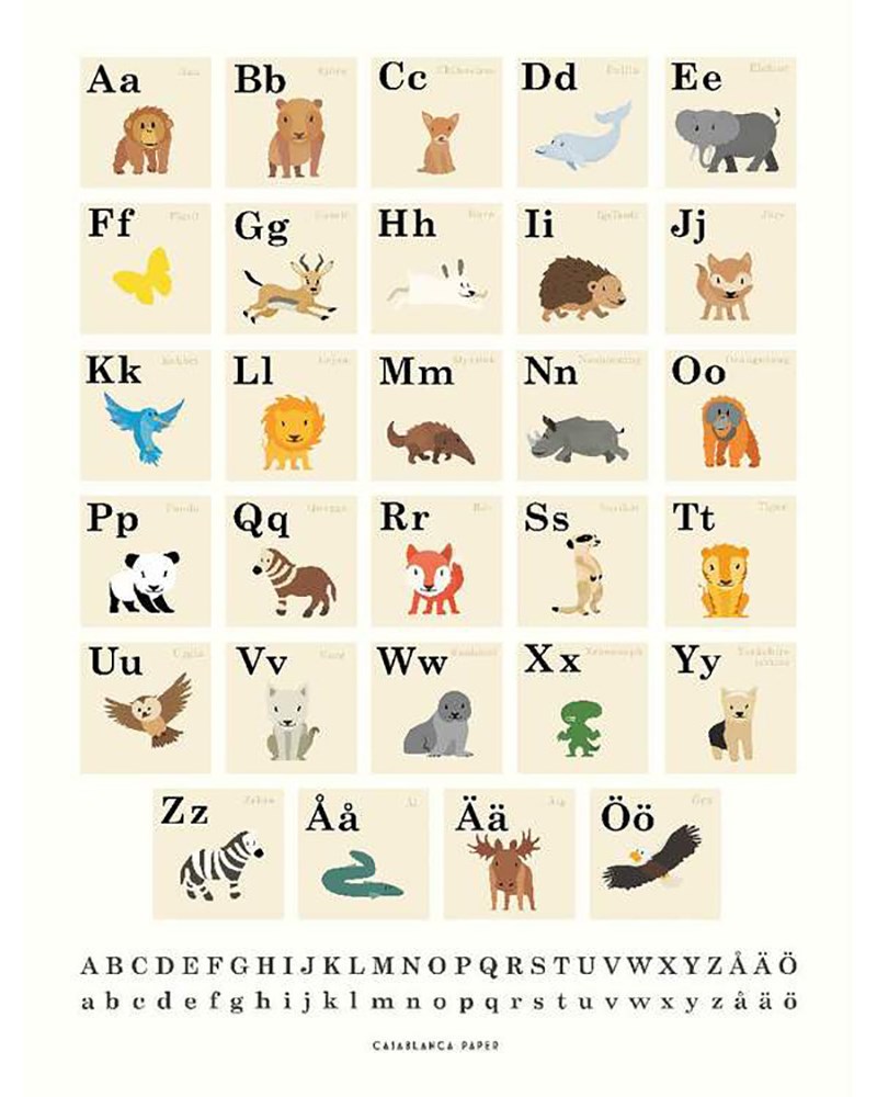 Affisch, ABC djur